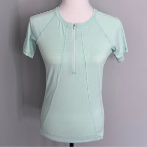 Athleta Half Zip Light Green Short Sleeve Tee- S